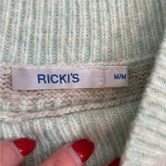 Ricki's Mock Neck Fair Isle Pull Over Sweater‎ Size Medium - Picture 12 of 16